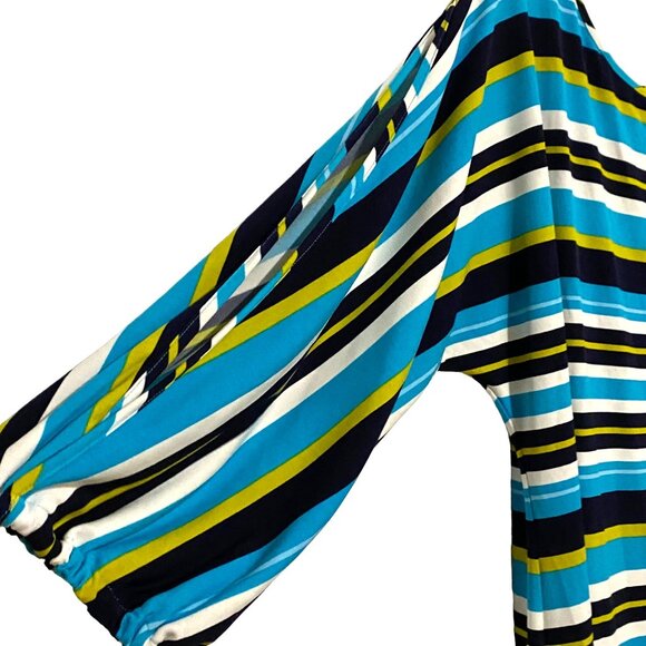 Calvin Klein Cold Shoulder Shift Dress Size 14 Striped Career Coastal Cruise - Picture 4 of 6